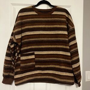 Striped Brown and Cream Sweater, size large